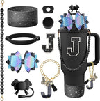9PCS Black for Stanley Cup Accessories Set Bling Initials Bow Charms for by Unknown