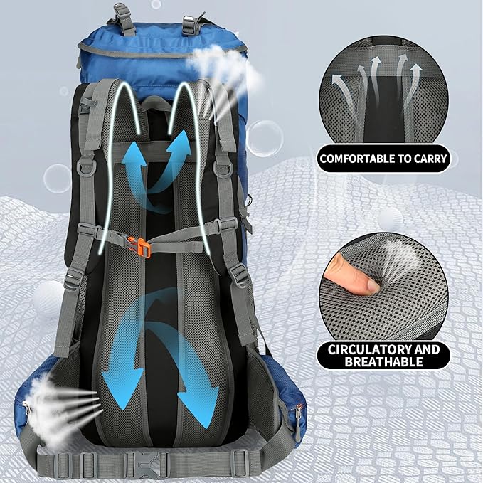 75L Hiking Backpack with Rain Cover Waterproof Camping Backpack Shoes Warehouse - Image 5