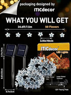 ITICdecor 2 Pack 50 LED Solar String Lights Outdoor Waterproof Flower Solar - Image 6