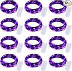 Halloween Purple Fairy String Lights: 12 Pack 7 Ft 20 LED Battery Operated by Brightown