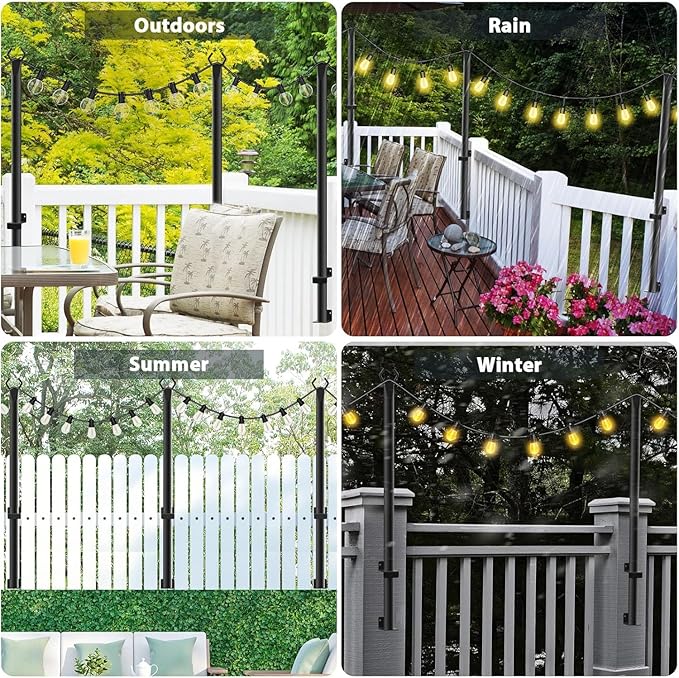 NUERPO 10 Pack String Light Poles, 5Ft Metal Poles - Image 2