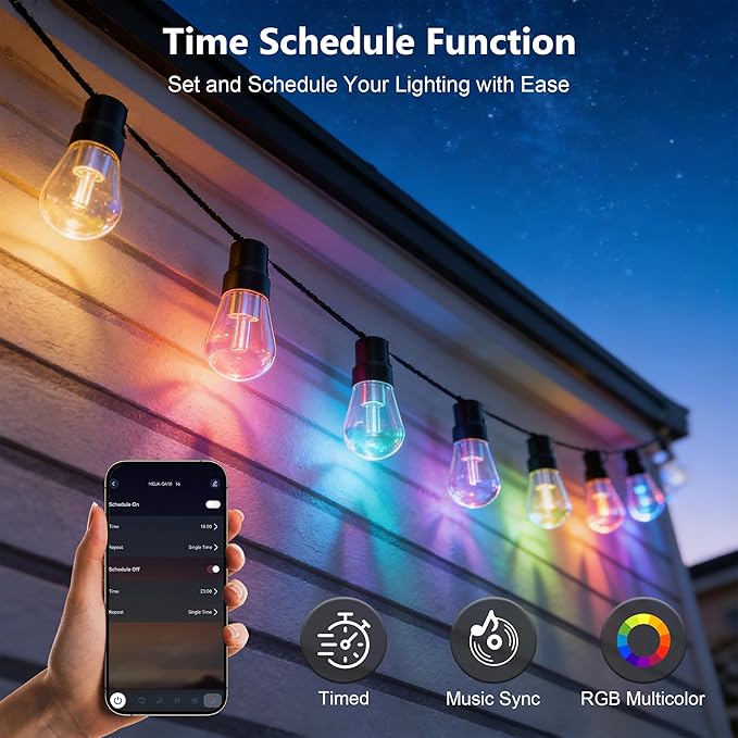 Beizelte Outdoor String Lights, 300FT RGB+IC Outside Light Dimmable - Image 7