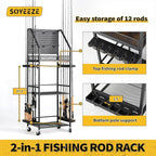 SOYEEZE Fishing Rod Holders for Garage, 3-Tier Fishing Pole Rack - Image 5
