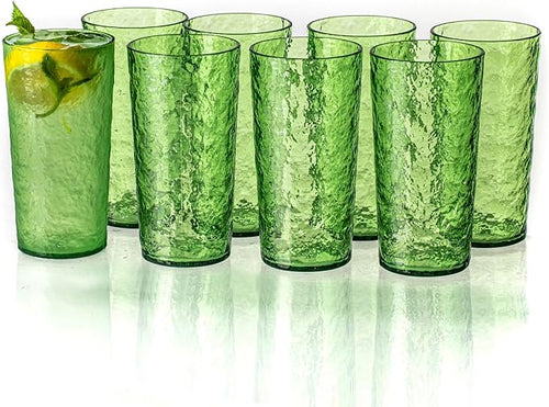 18oz Acrylic Glasses Drinkware, Ice-carved Design Unbreakable Plastic Cups by MIYOPESI