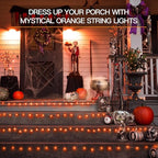 suddus Orange Halloween Fairy Lights Battery Operated, 66ft 200 LED Copper Wire - Image 7