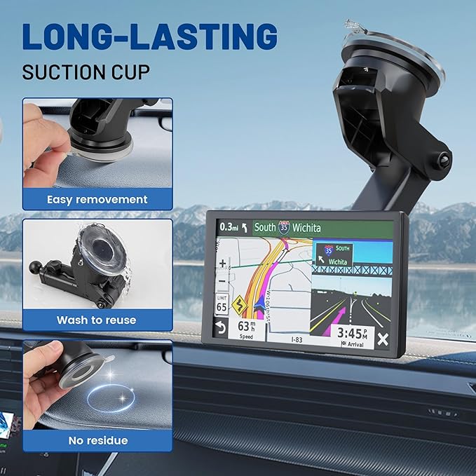 EWAY 2PCS for Garmin GPS Mount w/Telescopic Extension Arm, Replacement Dash - Image 7