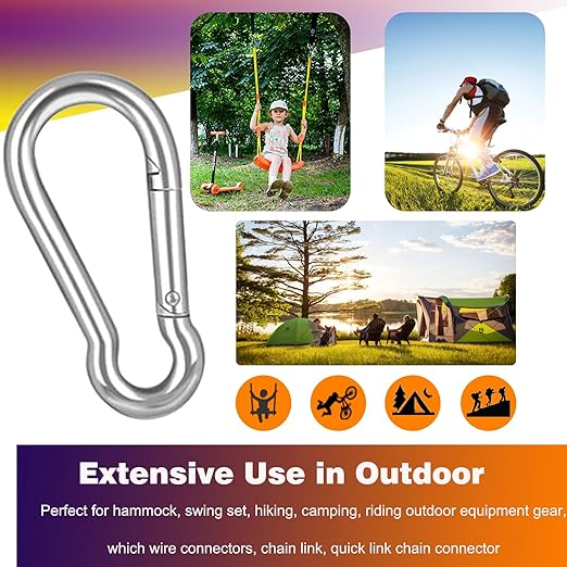 30PCS M8 Heavy Duty Carabiner Clip, 3Inch Snap Hook Quick Link Carabiner Clips - Image 4