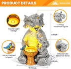GIGALUMI Solar Garden Statues Bird Bath Elephant 9", Loving Elephant Decor - Image 2