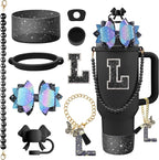 9PCS Black for Stanley Cup Accessories Set Bling Initials Bow Charms for by Unknown