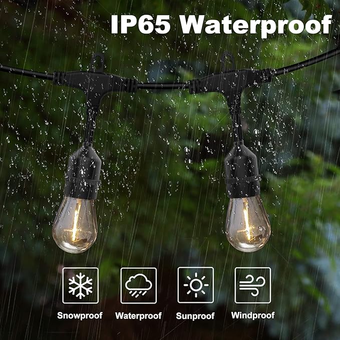 Achin Outdoor String Lights 96FT Waterproof IP65 LED Patio Lights - Image 3