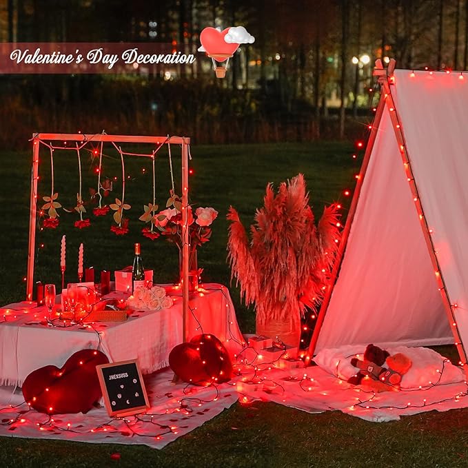 JMEXSUSS 200 LED Red String Lights Indoor Outdoor, 66ft Connectable LED Red - Image 4