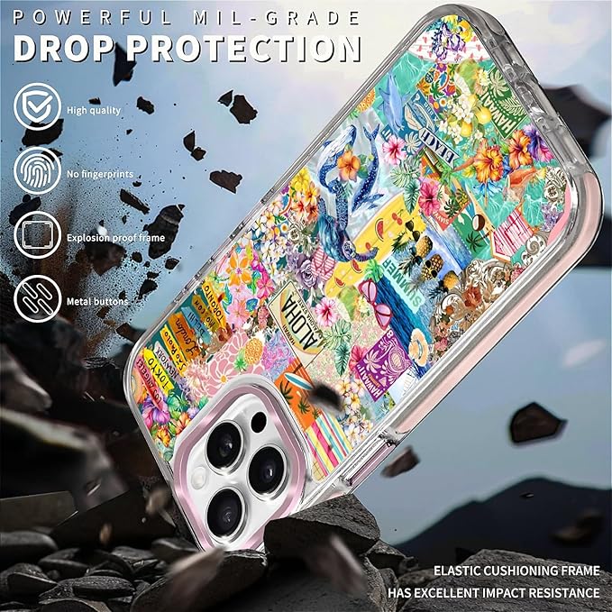 Case for iPhone 15 Pro, Hawaii Aloha Cover Coastal Beach Collage Phone Case - Image 5