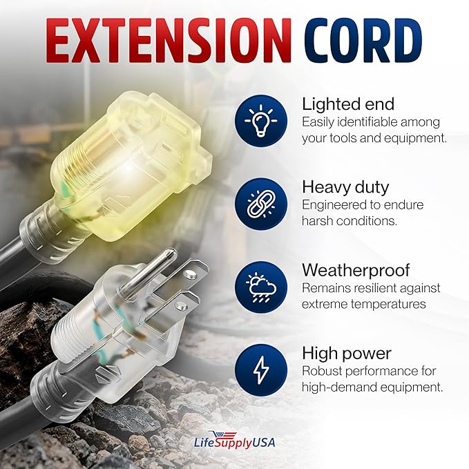 6ft Outdoor/Indoor Extension Cord 10/3 Gauge Ultra Heavy Duty 3 Prong SJTW - Image 2
