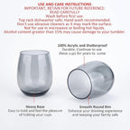 KOXIN-KARLU Classic 18-ounce Acrylic Stemless Wine Glasses, Unbreakable Mixed - Image 3