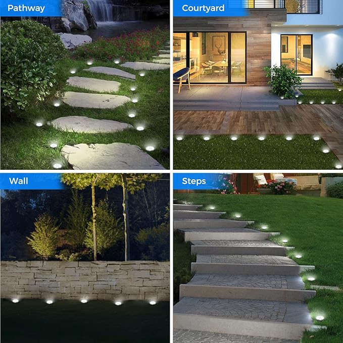 Peasur Mini Solar Ground Lights, 8 Pack Flat Solar Disc Lights Outdoor - Image 5