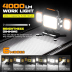 YZONI 40W Rechargeable Work Light, 4000LM Magnetic LED Work Light - Image 2
