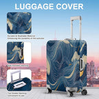 ANNA QUEEN Ocean Wave Luggage Cover, Elegant Blue Flow Line Design Suitcase - Image 3