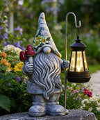 Garden Gnome Statue with Lantern: Outdoor Sculpture Decor - Image 7