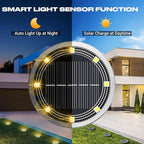Peasur Mini Solar Ground Lights Outdoor, 4 Pack Flat Solar Powered Disc Lights - Image 2