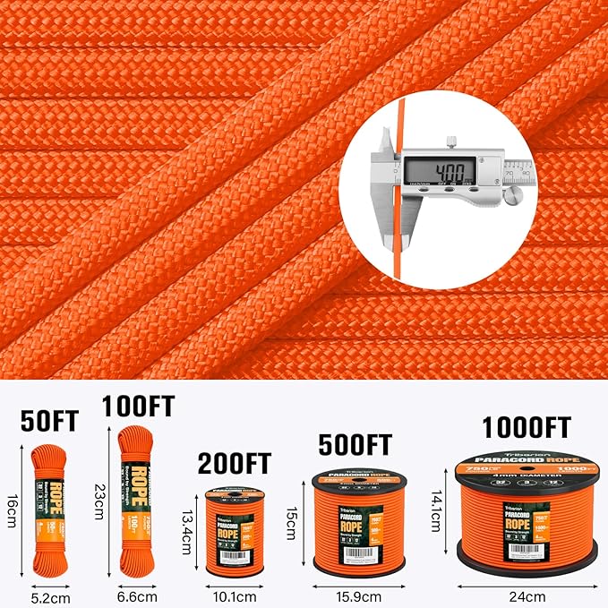 Paracord Rope 750 lb - 1000ft 5/32" Parachute Cord 4MM 12-Strand para Cord - - Image 5