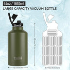 HASLE OUTFITTERS Half Gallon Insulated Water Bottles 64 oz, Stainless Steel - Image 3
