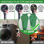 POWGRN NEMA TT-30P to NEMA TT-30R 75 FT 30 Amp RV Extension Cord Outdoor - Image 2