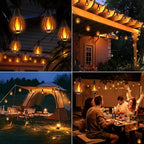 iBaycon Solar Flame Lights, 42Ft 15 LED Bulbs Flickering Flame String Light - Image 2