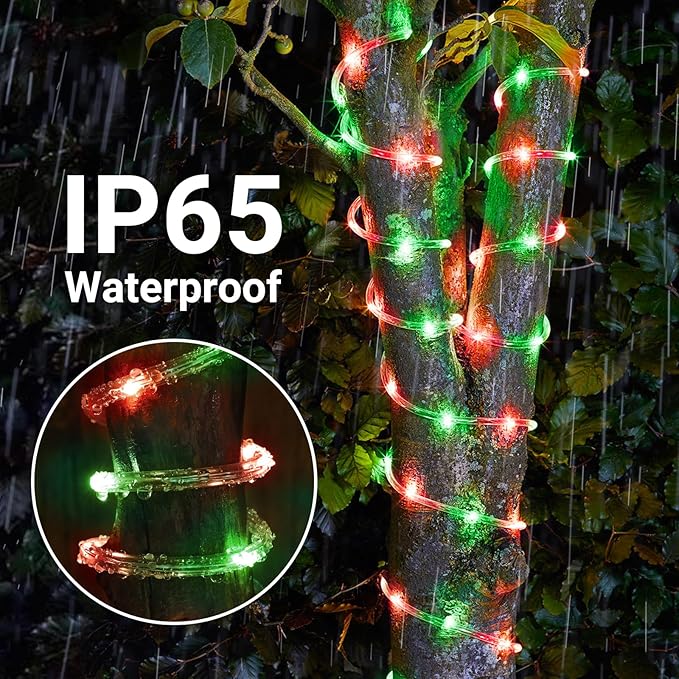 Solar Rope Lights, 2 Packs Total 66ft 200LED Solar String Lights, 8 Modes - Image 5