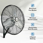 Hurricane 30" Pro Commercial Grade Oscillating Wall Mount Fan, or Workshop - Image 2