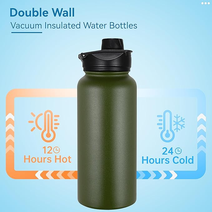 VEGOND 32 oz Insulated Water Bottle Bulk Stainless Steel Metal Water Bottles - Image 3
