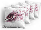 Ambesonne Butterflies Throw Pillow Cushion Case Pack of 4, Female Eye Eyelashes - Image 5