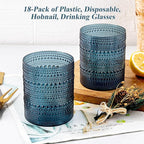 18PCS Hobnail Plastic Drinking Glasses - 14Oz Beaded Mixed Drinkware Sets - Image 2