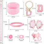 9PCS Pink for Stanley Cup Accessories Set Bling Initials Bow Charms for Stanley - Image 3