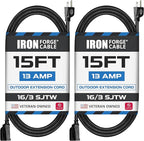 Iron Forge Cable 2 Pack 15 Ft Black Extension Cord, 15 Foot Extension Cord by IronForgeCable