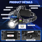 Rechargeable Headlamp 2 Pack, 3500 Lumens Bright Headlight - Image 2