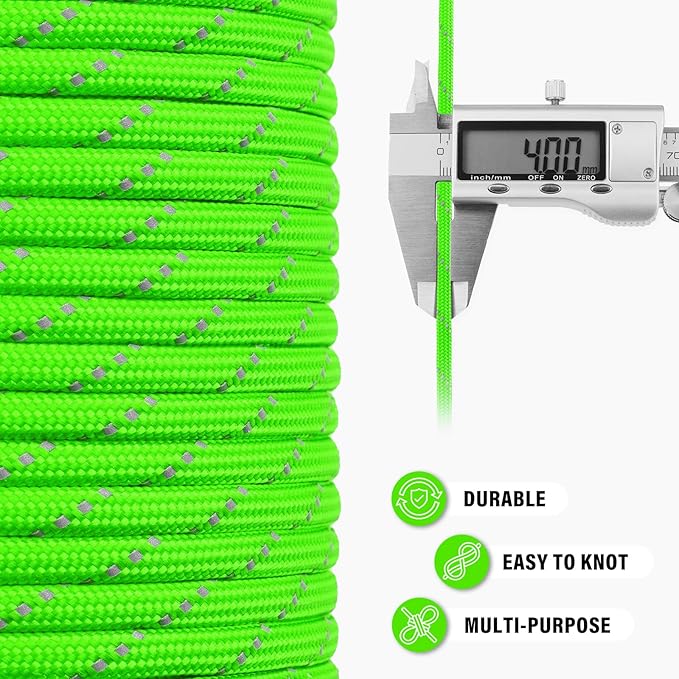 Reflective Paracord Rope 750 lb - 1000ft 5/32" Parachute Cord 4MM 12-Strand - Image 6