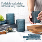 YOUBET 24PCS Plastic Hobnail Drinking Glasses - 14 Oz Blue Vintage Glasses - Image 4