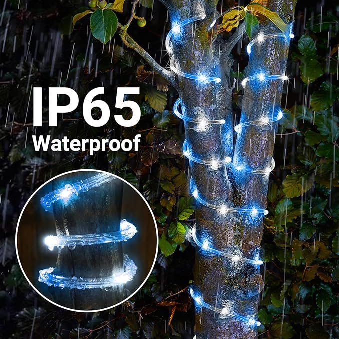Solar Rope Lights, 33ft 100LED Solar String Lights, 8 Modes Waterproof Solar - Image 4
