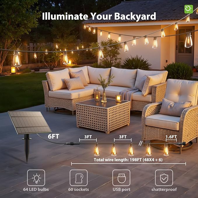 KYY 198FT Solar String Lights Outdoor Waterproof - Image 3