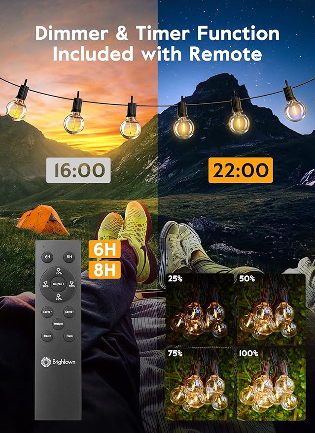 Brightown Outdoor String Lights, 38FT 15 Shatterproof LED Bulbs - Image 3
