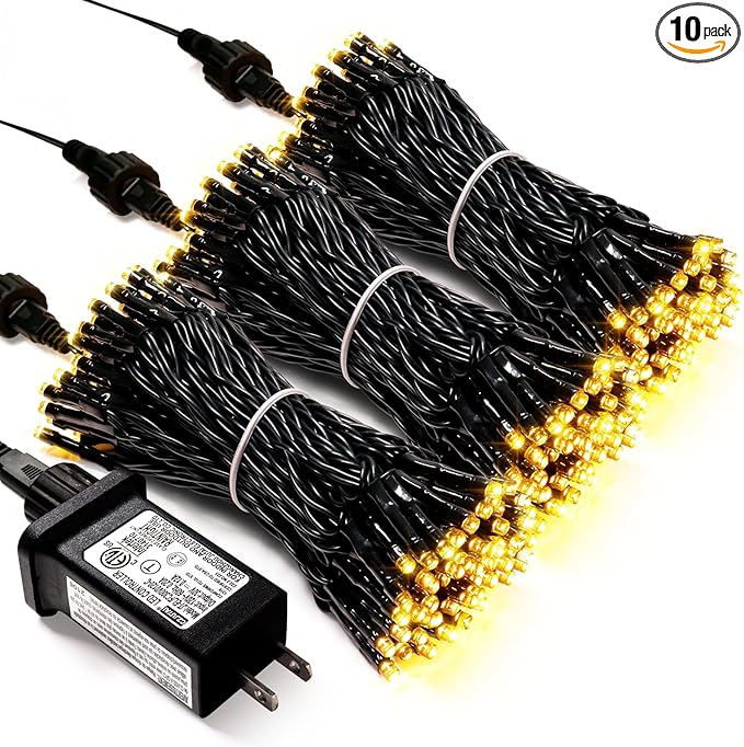 JMEXSUSS 300 LED Warm White Christmas Lights Outdoor Waterproof, 8 Modes Green by JMEXSUSS
