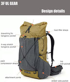 3F UL GEAR 30L+10L UHMWPE Ultralight Waterproof Hiking Backpack Daypack Outdoor - Image 6