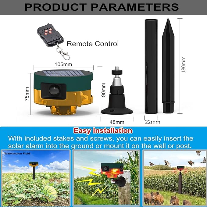 2Pack Solar Sensor Security Alarm Lights Outdoor, WONFAST 360° Motion Detector - Image 9