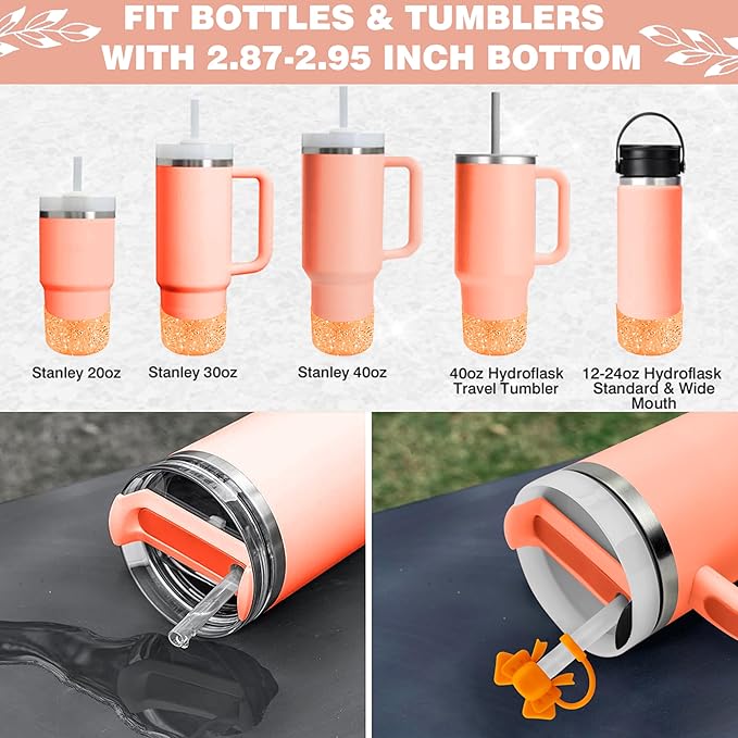 9PCS Orange for Stanley Cup Accessories Set Bling Initials Bow Charms for - Image 4
