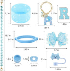 9PCS Blue for Stanley Cup Accessories Set Bling Initials Bow Charms for Stanley - Image 3