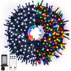 JMEXSUSS Color Changing Christmas Lights, 66ft 200 LED White & Multicolor by JMEXSUSS