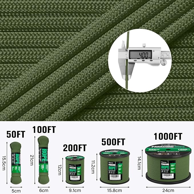 Paracord Rope 550 lb - 1000ft 5/32" Parachute Cord 4MM 7-Strand para Cord - - Image 5