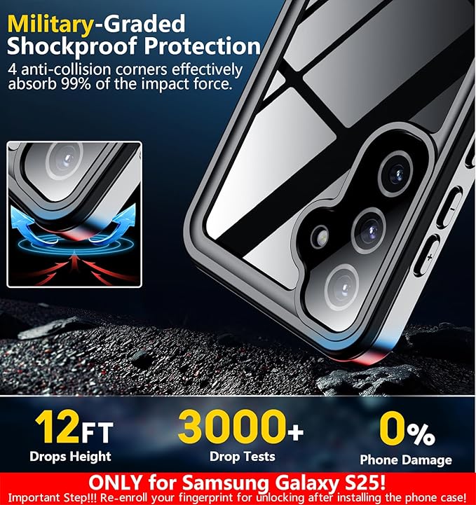SPIDERCASE Only Designed for Samsung Galaxy S25 Case Waterproof, Built-in Full - Image 6