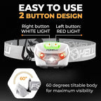 Foxelli USB-C Rechargeable LED Headlamp – Super Bright, Lightweight Head Lamp - Image 5