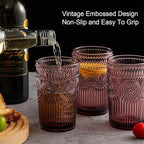 ZMOWIPDL Vintage Glassware Drinking Glasses Set of 6, 13 oz Purple Textured - Image 7